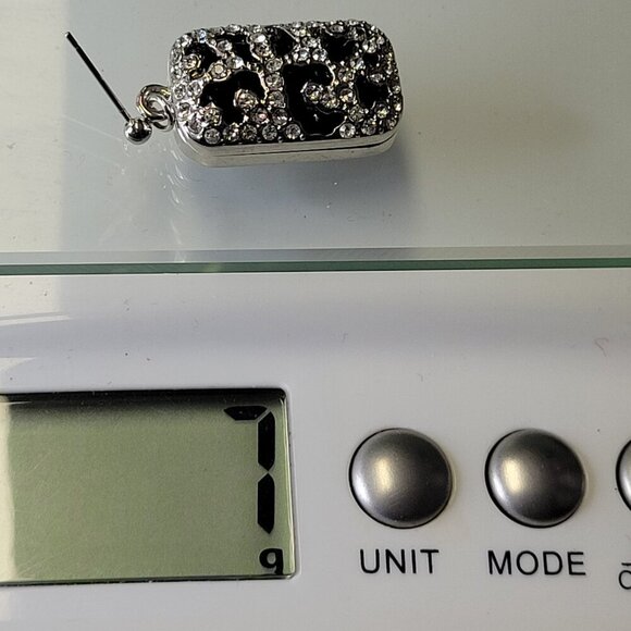 Black and Silver Small Rectangular Earrings - Picture 8 of 8